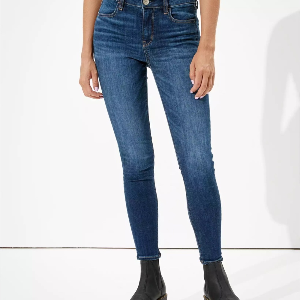 AE Next Level High Waisted Jegging Dark Blue Wash 10 Long
